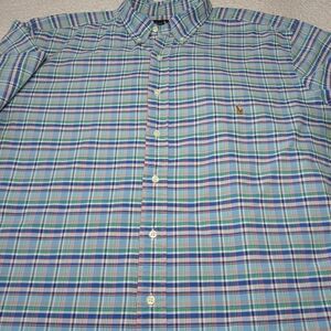 Polo Ralph Lauren Blue Plaid Button Down Shirt XLT Big Tall